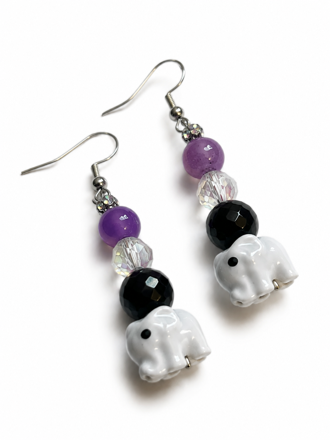 Lavender Luck Elephant Earrings
