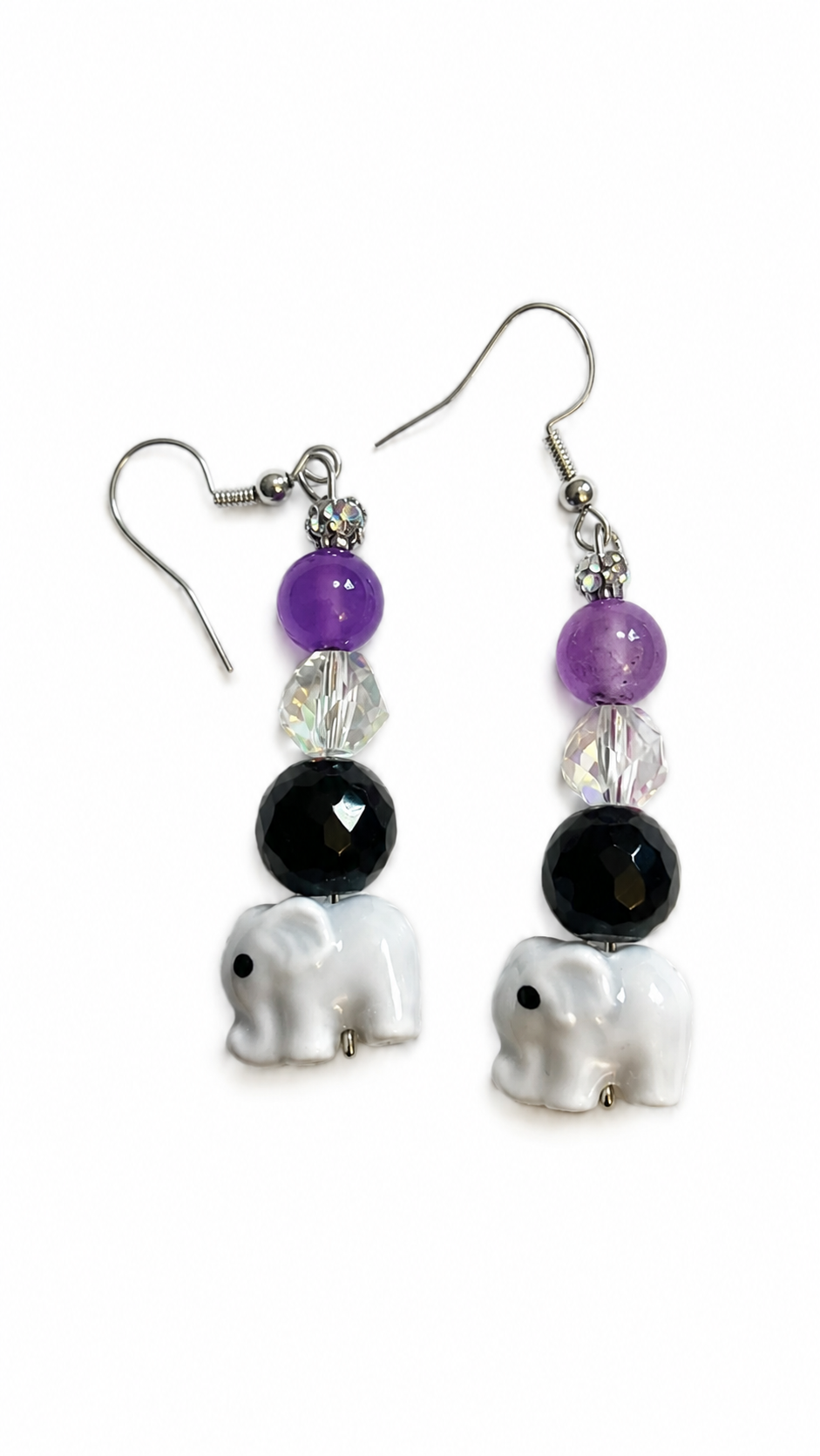 Lavender Luck Elephant Earrings