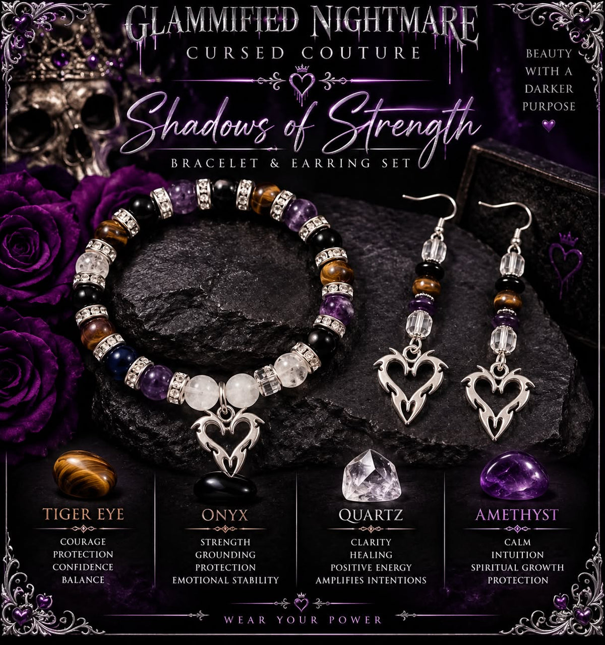 Shadows of Strength Bracelet & Earrings Set